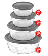 Ndoba skladovacia okrhla sada 4ks (300-700-1100-1750 ml)
