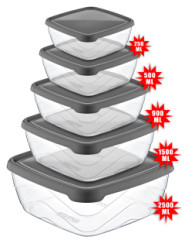 Ndoba na potraviny tvorcov sada 5ks (250ml-500ml-900ml-1500ml-2500ml)