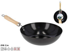 Wok s drevenou rukovou 28 cm