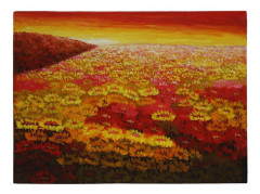 Obraz maovan 70x90cm erven/lt kvety