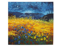 Obraz maovan 100x100 cm lt/modr kvety