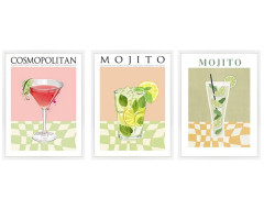 Obraz zarmovan drink 3 druhy 30x40 cm