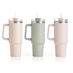 Termohrn�ek 1200ml s r��kou a slamkou, 3 farby