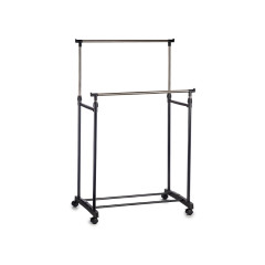 Stojan na oble�enie na kolieskach dvojit� 90 - 160 cm